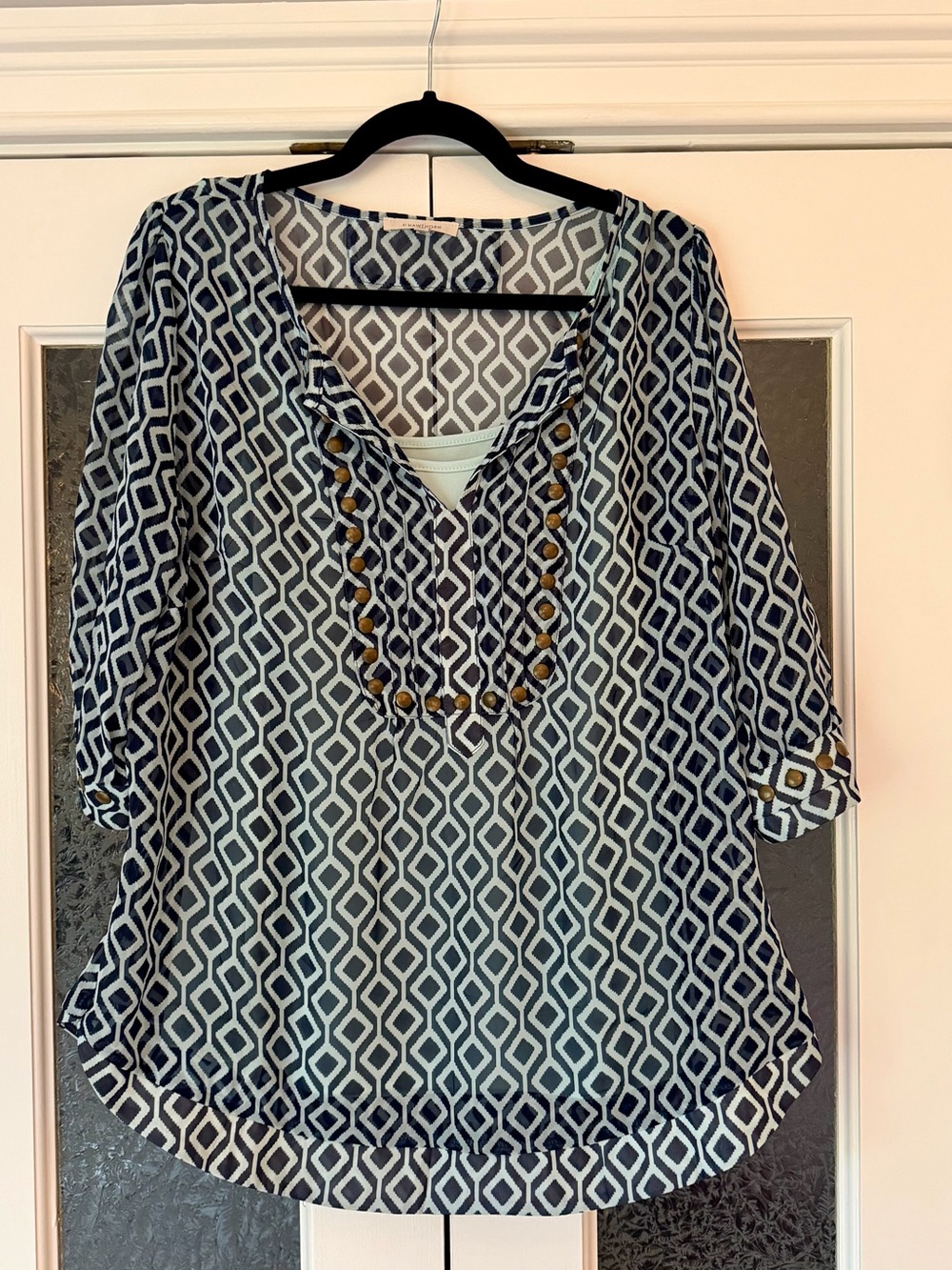 Geometric Print Blouse with Camisole